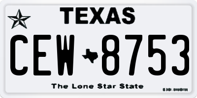 TX license plate CEW8753