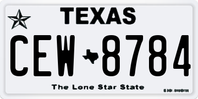 TX license plate CEW8784