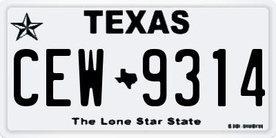 TX license plate CEW9314