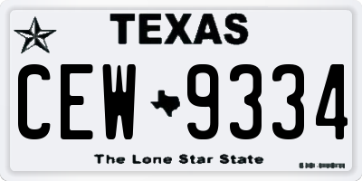 TX license plate CEW9334