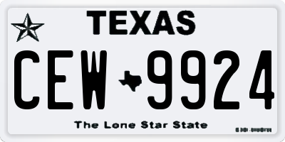 TX license plate CEW9924