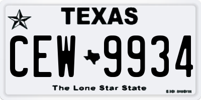 TX license plate CEW9934