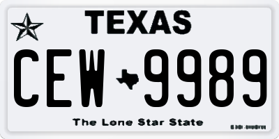 TX license plate CEW9989