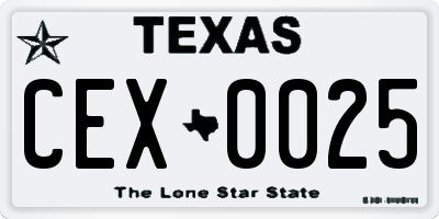 TX license plate CEX0025