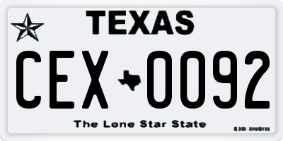 TX license plate CEX0092