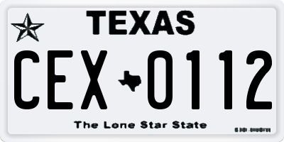 TX license plate CEX0112
