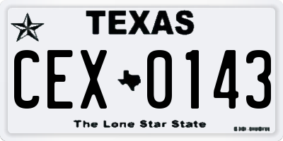 TX license plate CEX0143