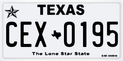 TX license plate CEX0195