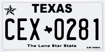 TX license plate CEX0281