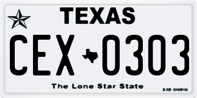 TX license plate CEX0303