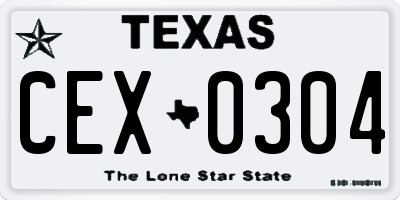 TX license plate CEX0304