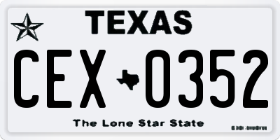 TX license plate CEX0352
