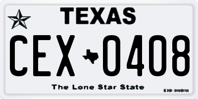 TX license plate CEX0408