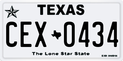 TX license plate CEX0434