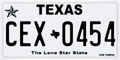 TX license plate CEX0454