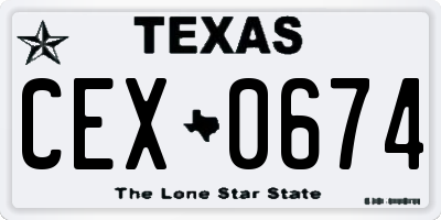 TX license plate CEX0674