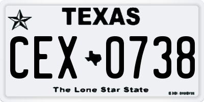 TX license plate CEX0738