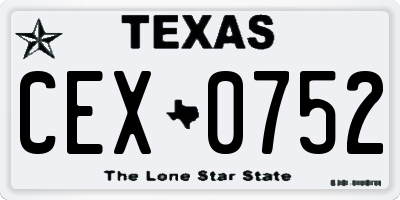 TX license plate CEX0752