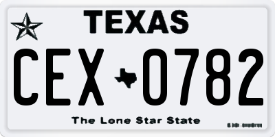 TX license plate CEX0782