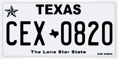 TX license plate CEX0820