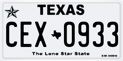 TX license plate CEX0933