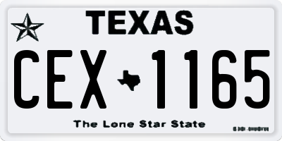 TX license plate CEX1165