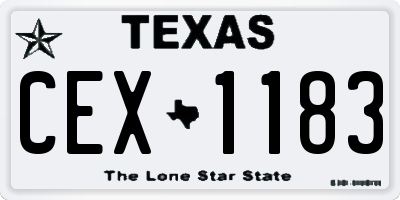 TX license plate CEX1183