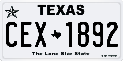 TX license plate CEX1892