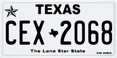 TX license plate CEX2068