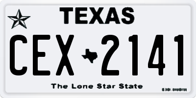 TX license plate CEX2141
