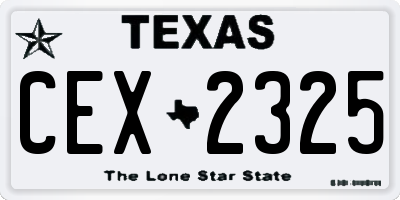 TX license plate CEX2325