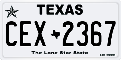 TX license plate CEX2367