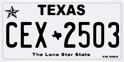TX license plate CEX2503