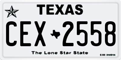 TX license plate CEX2558