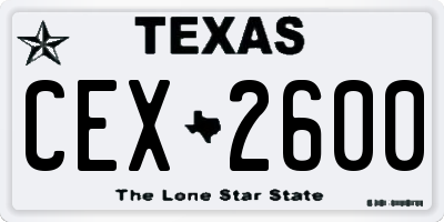 TX license plate CEX2600