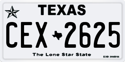 TX license plate CEX2625