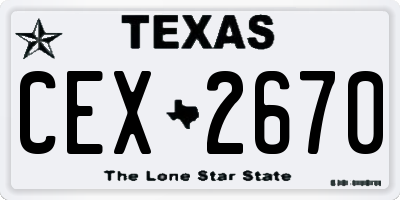TX license plate CEX2670