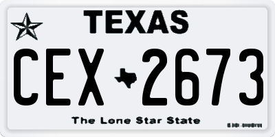 TX license plate CEX2673