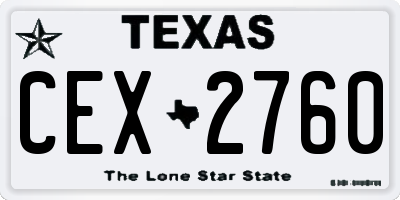 TX license plate CEX2760