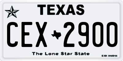 TX license plate CEX2900