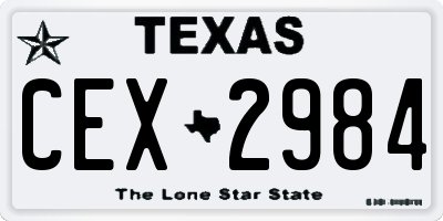 TX license plate CEX2984