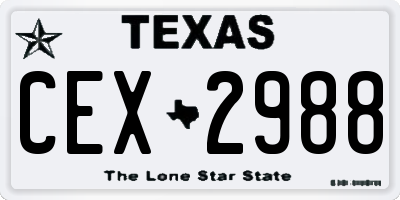 TX license plate CEX2988