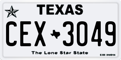 TX license plate CEX3049
