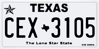 TX license plate CEX3105