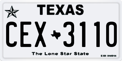 TX license plate CEX3110