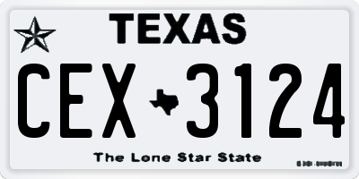 TX license plate CEX3124