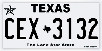 TX license plate CEX3132