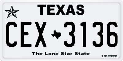 TX license plate CEX3136