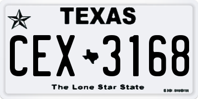 TX license plate CEX3168