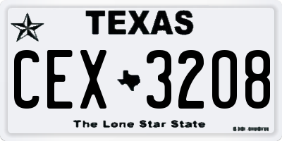 TX license plate CEX3208